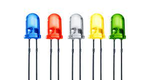 The different colors of light-emitting diodes are: blue, orange, white, yellow and green
