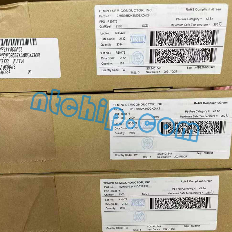 Tempo Semiconductor 92HD95B2X3NDGXZAX8 Package Original Label Tempo Semiconductor 92HD95B2X3NDGXZAX8 Package Original Label