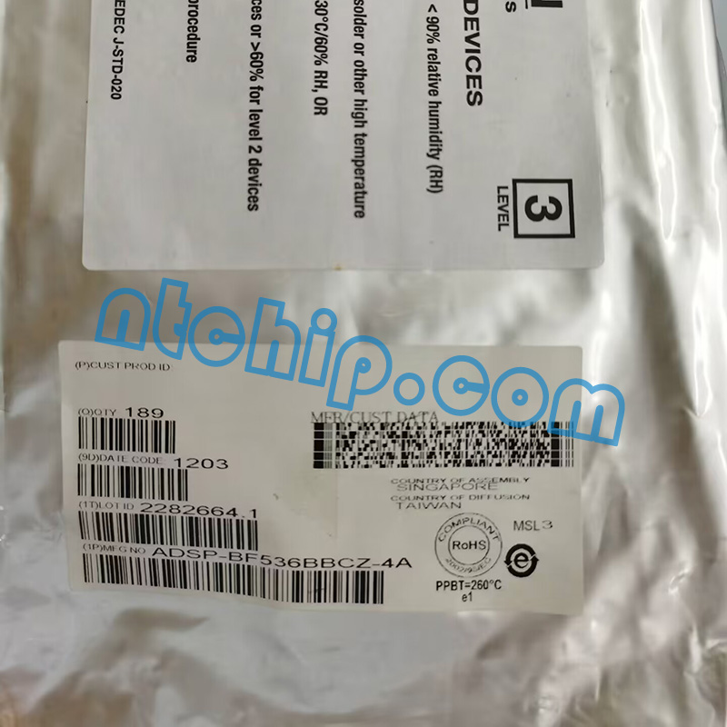 Analog Devices Inc. ADSP-BF536BBCZ-4A Package Original Label Analog Devices Inc. ADSP-BF536BBCZ-4A Package Original Label