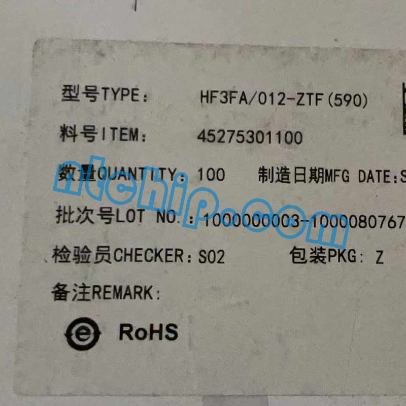 HONGFA HF3FA/012-ZTF Package Original Label HONGFA HF3FA/012-ZTF Package Original Label
