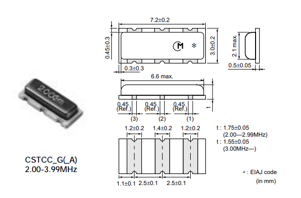 Murata Power Solutions CSTCC5M00G53-R0 Package Dimensions Murata Power Solutions CSTCC5M00G53-R0 Package Dimensions
