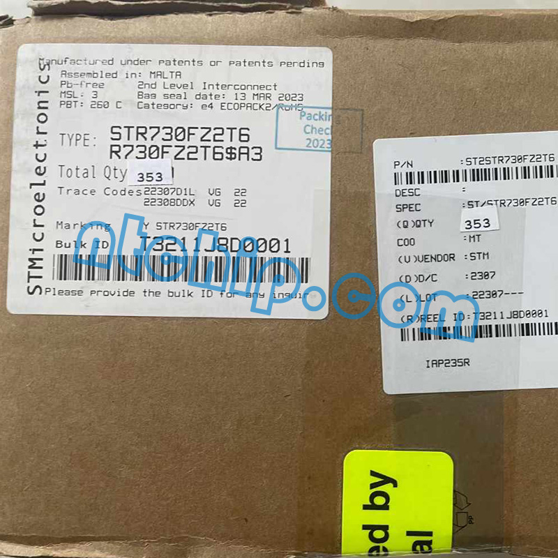 STMicroelectronics STR730FZ2T6 Box Genuine Label STMicroelectronics STR730FZ2T6 Box Genuine Label