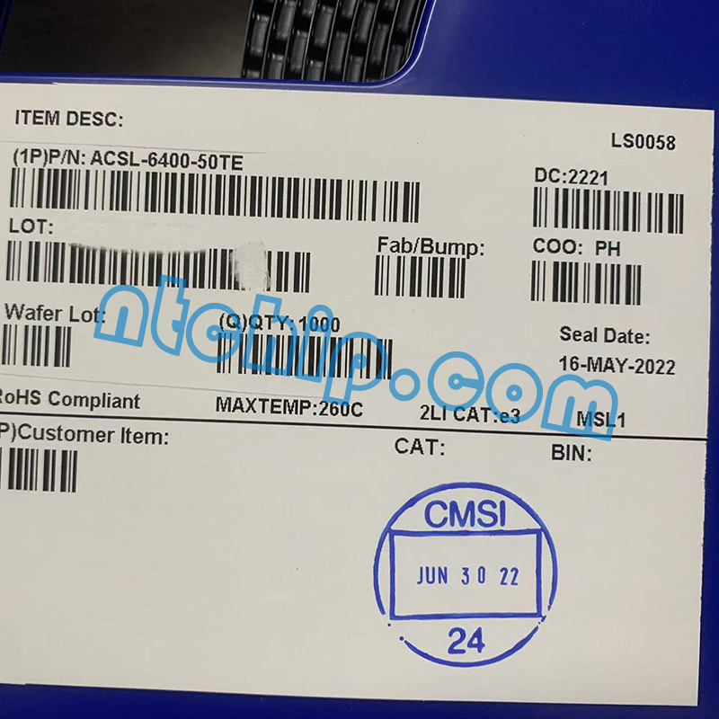 Broadcom Limited ACSL-6400-50TE New and Original Reel Label Broadcom Limited ACSL-6400-50TE New and Original Reel Label