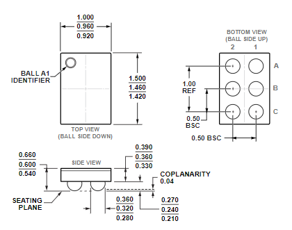 Analog Devices Inc. ADM8614Y263ACBZ-R7 Package Dimensions Analog Devices Inc. ADM8614Y263ACBZ-R7 Package Dimensions
