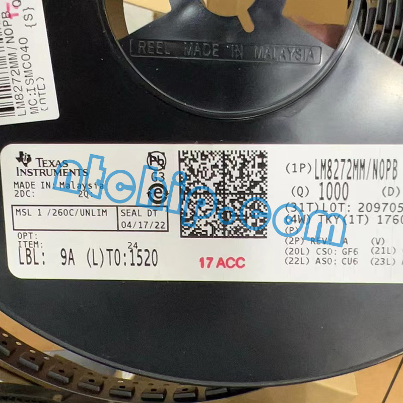 Texas Instruments LM8272MM/NOPB Original Reel Label Texas Instruments LM8272MM/NOPB Original Reel Label