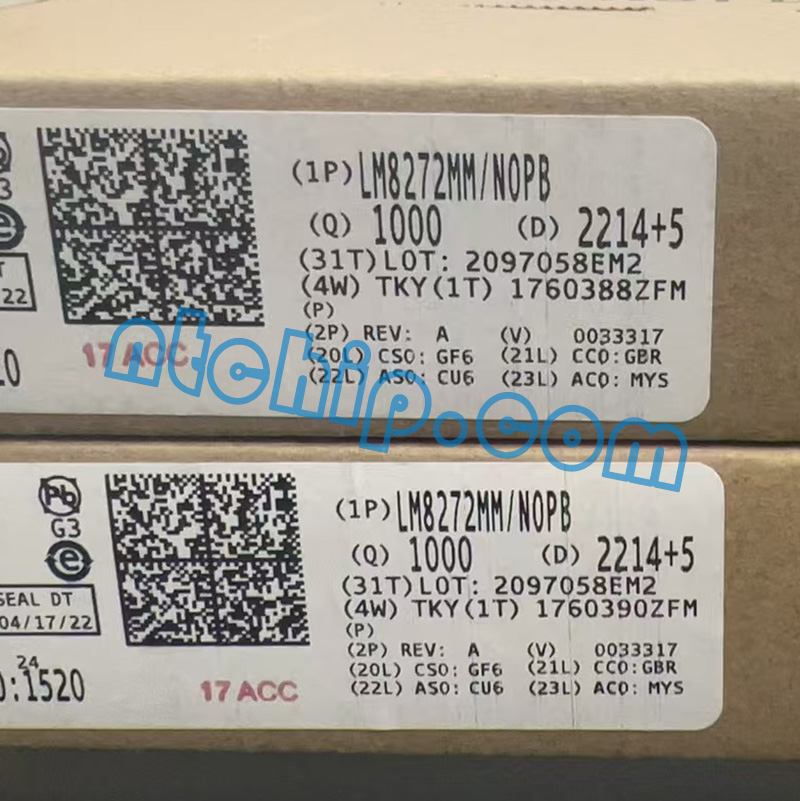Texas Instruments LM8272MM/NOPB Package Genuine Label Texas Instruments LM8272MM/NOPB Package Genuine Label