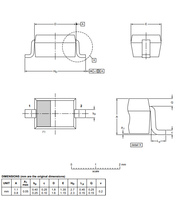 Nexperia PESD1IVN27-AX Package Dimensions Nexperia PESD1IVN27-AX Package Dimensions