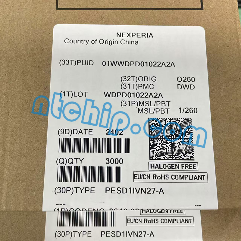 Nexperia PESD1IVN27-AX Package Genuine Label Nexperia PESD1IVN27-AX Package Genuine Label