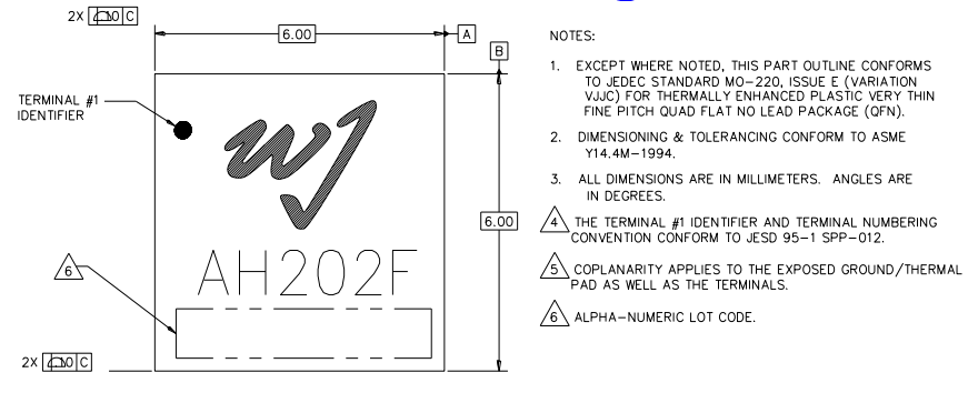 TRIQUINT AH202-F Part Outline Drawing TRIQUINT AH202-F Part Outline Drawing