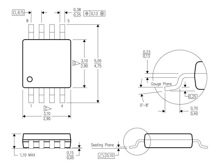 Texas Instruments LM8272MM/NOPB Package Diagrams Texas Instruments LM8272MM/NOPB Package Diagrams
