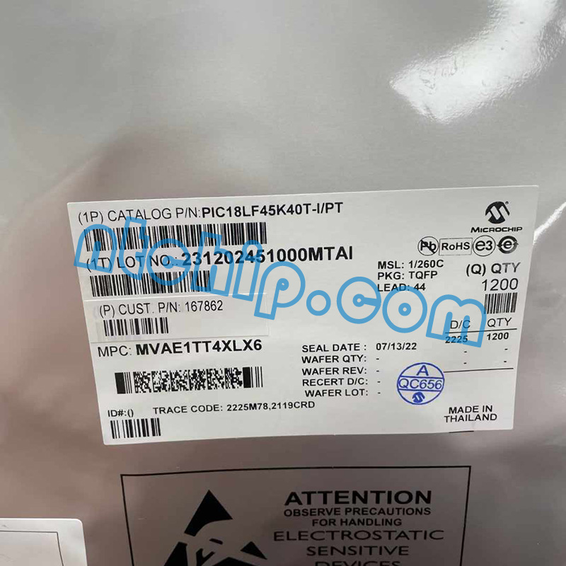 Microchip Technology PIC18LF45K40T-I/PT Package Original Label