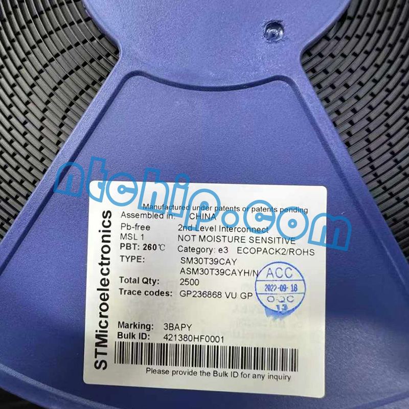 STMicroelectronics SM30T39CAY Original Reel Label STMicroelectronics SM30T39CAY Original Reel Label