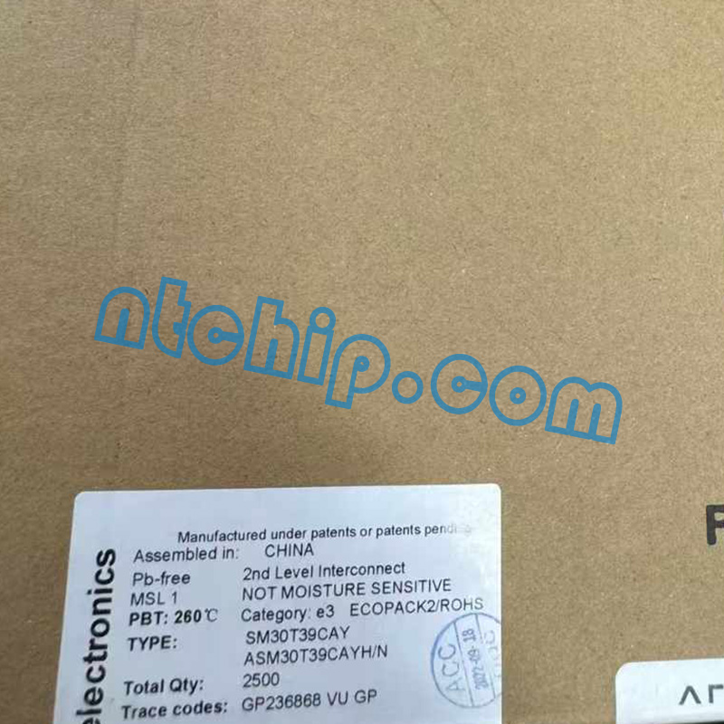 STMicroelectronics SM30T39CAY Package Original Label STMicroelectronics SM30T39CAY Package Original Label
