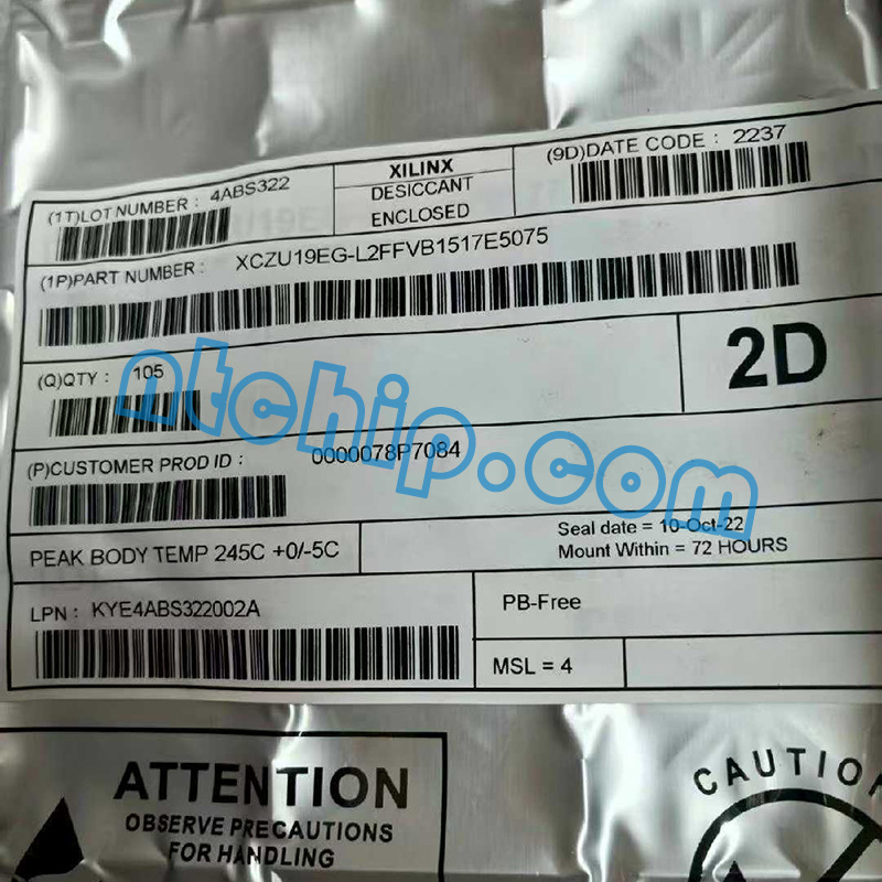 Xilinx XCZU19EG-L2FFVB1517E original package label