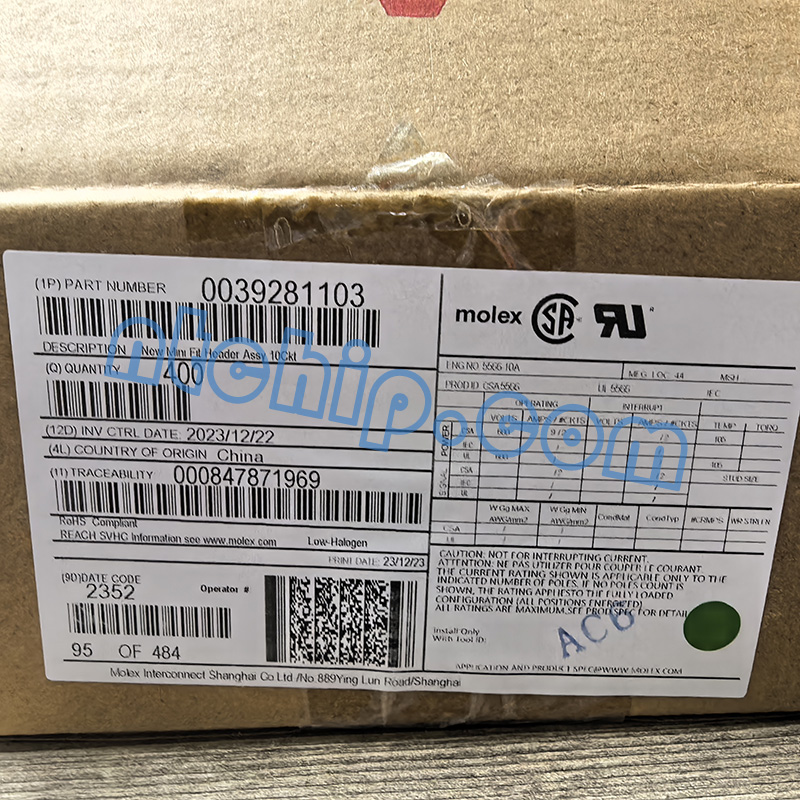 Molex 0039281103 Original Box's Label Molex 0039281103 Original Box's Label