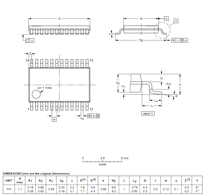 Nexperia USA Inc. 74LVCH8T245PW,118 dimensions Nexperia USA Inc. 74LVCH8T245PW,118 dimensions