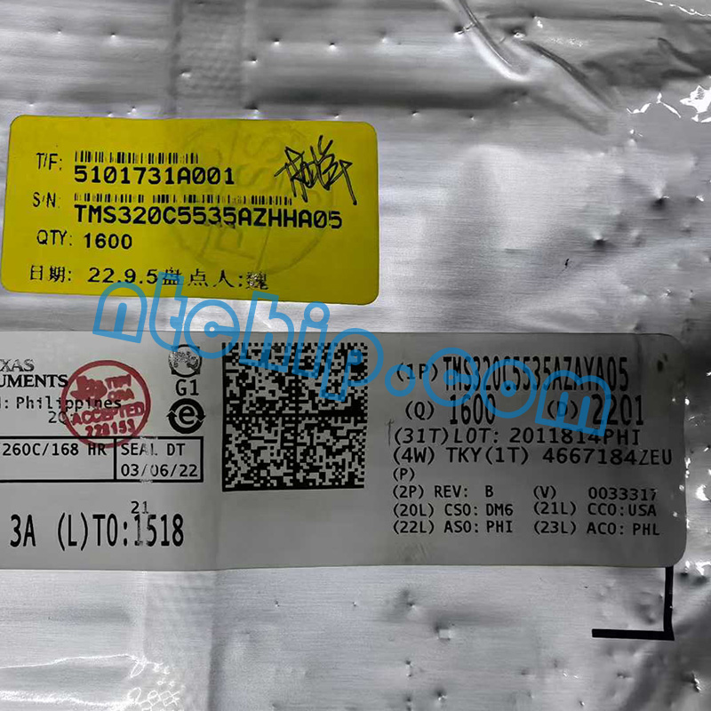 Texas Instruments TMS320C5535AZAYA05 Original Package Label Texas Instruments TMS320C5535AZAYA05 Original Package Label