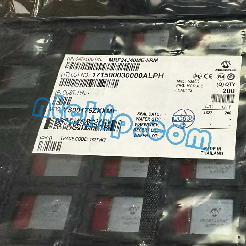 Microchip Technology MRF24J40ME-I/RM package original label Microchip Technology MRF24J40ME-I/RM package original label