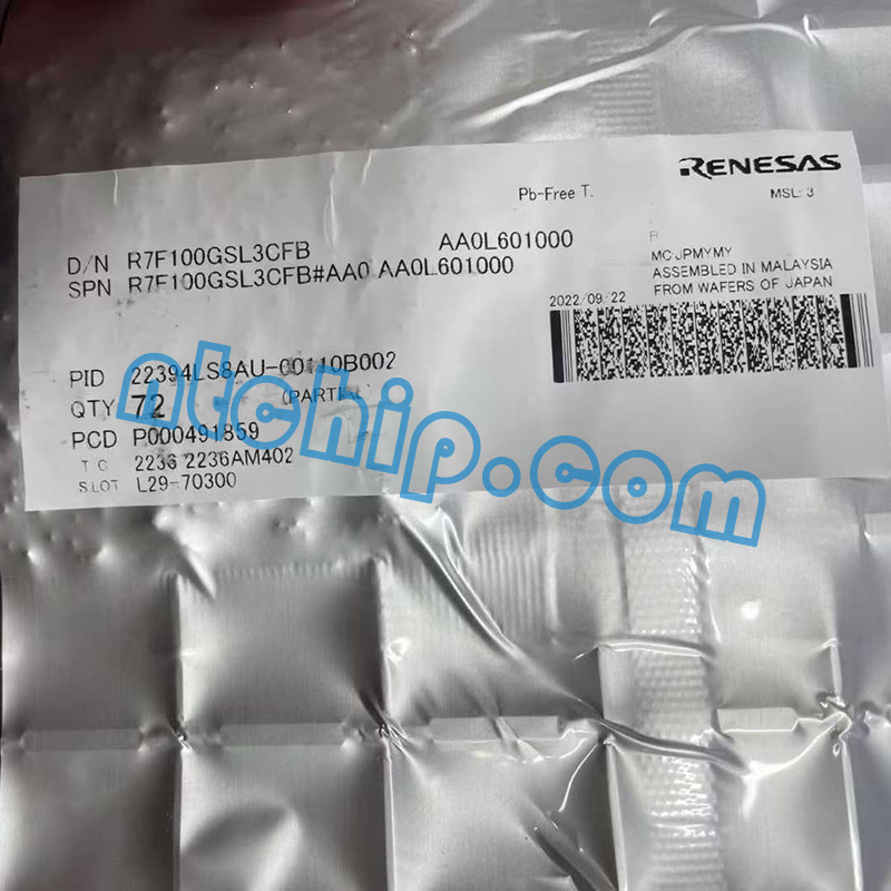 Renesas Electronics Corporation R7F100GSL3CFB#AA0 package original label Renesas Electronics Corporation R7F100GSL3CFB#AA0 package original label
