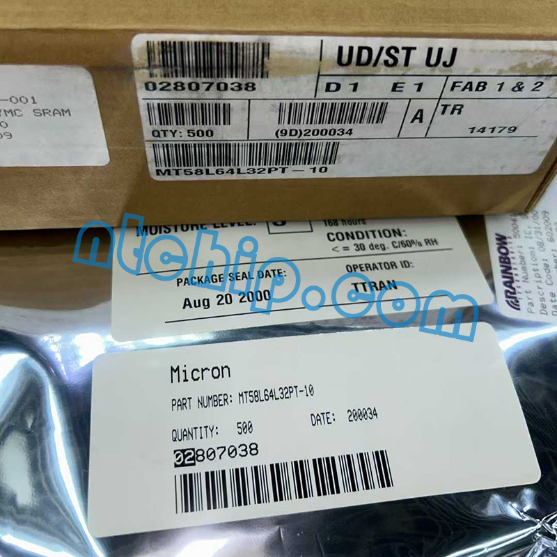 Micron Technology MT58L64L32PT-5 original package label