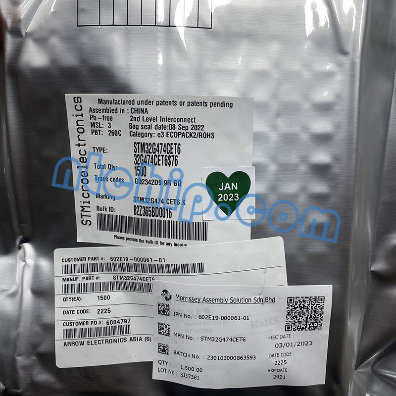 STMicroelectronics STM32G474CET6 original package label