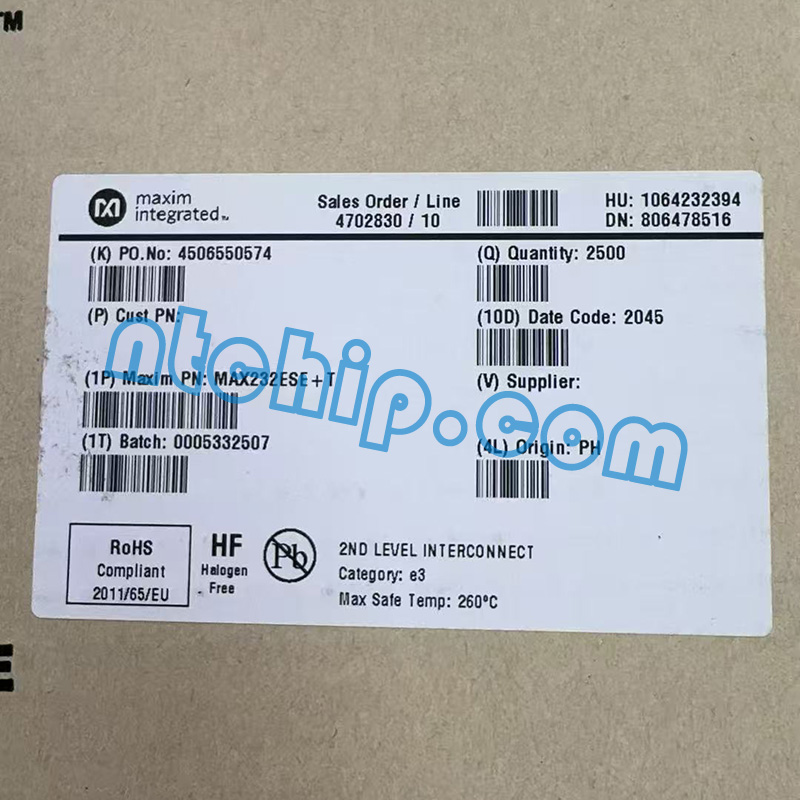 Maxim Integrated MAX232ESE+T original package label