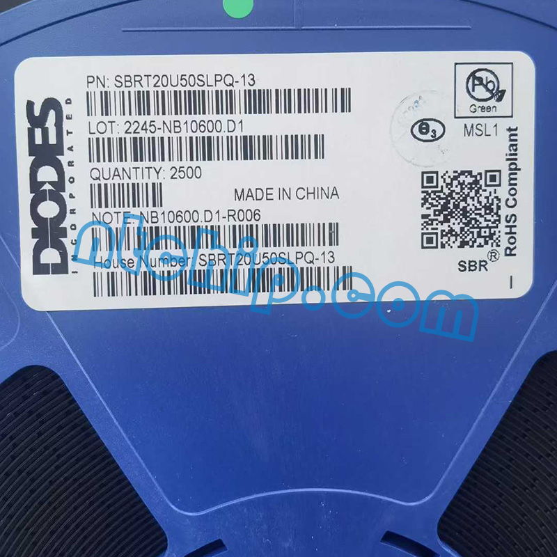 Diodes Incorporated SBRT20U50SLPQ-13 original reel label