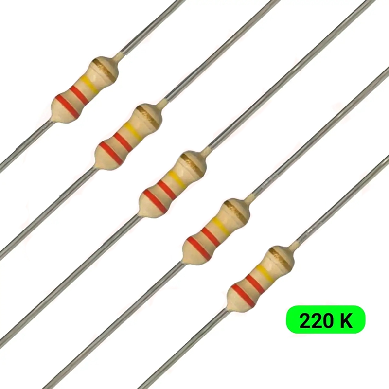 Five 4-band 220k resistors
