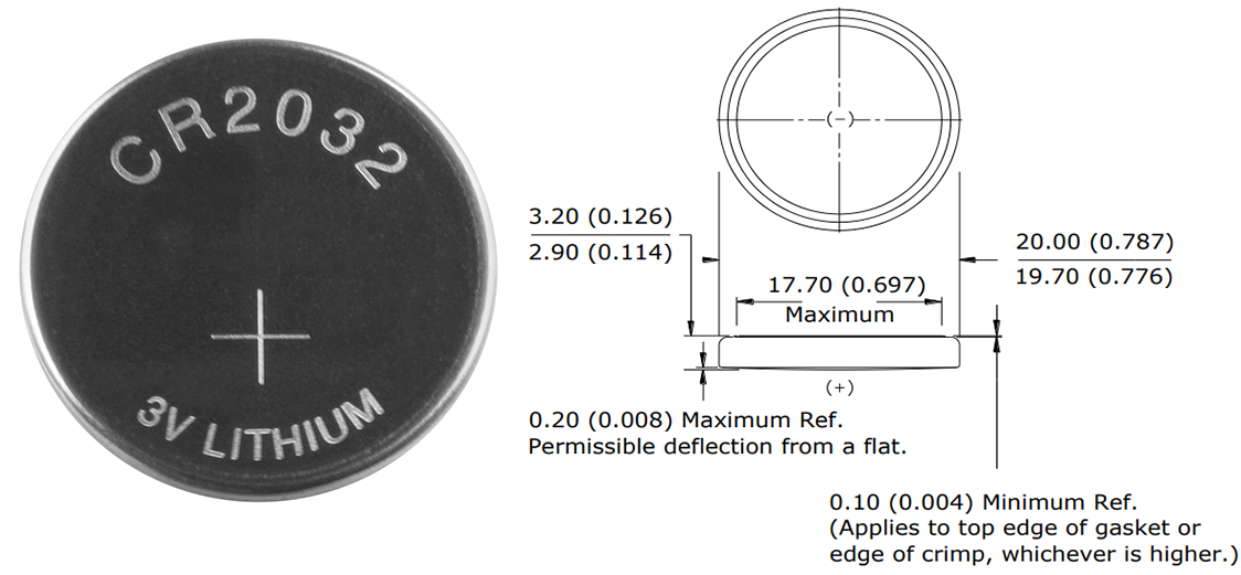 Lithium Button Battery CR2032 Code and Size Lithium Button Battery CR2032 Code and Size