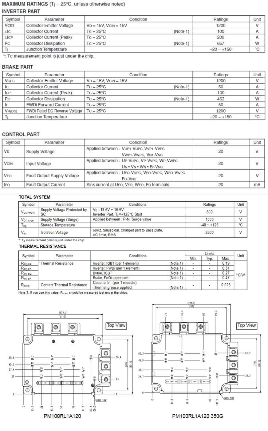 PM100RL1A120 Datasheet and Physical parameters