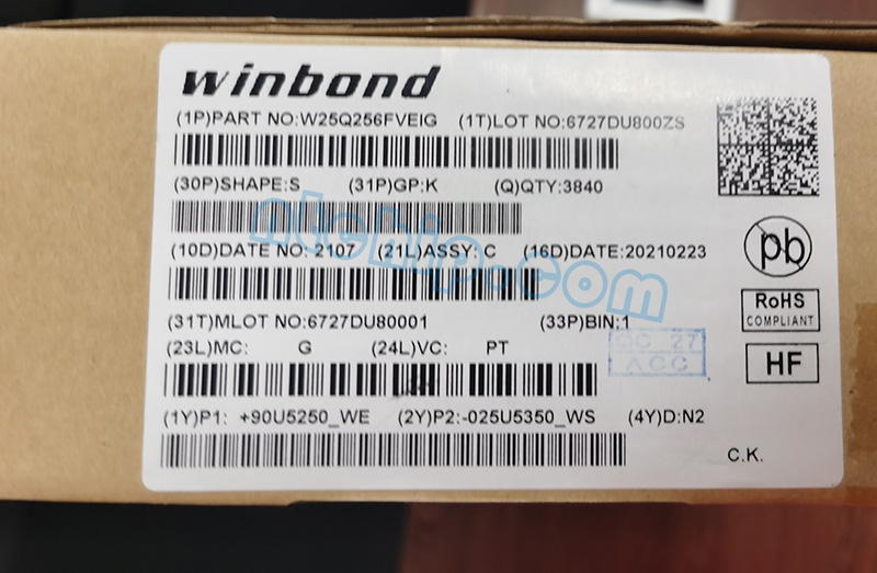 W25Q256FVEIG Original outer box label